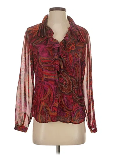 Pre-owned Coldwater Creek Long Sleeve Blouse In Burgundy