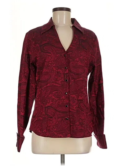 Pre-owned Coldwater Creek Long Sleeve Blouse In Burgundy