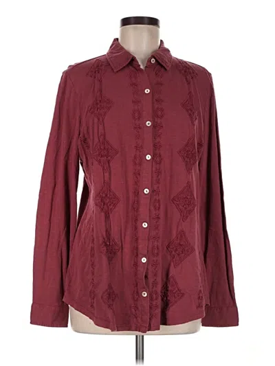 Pre-owned Coldwater Creek Long Sleeve Blouse In Burgundy