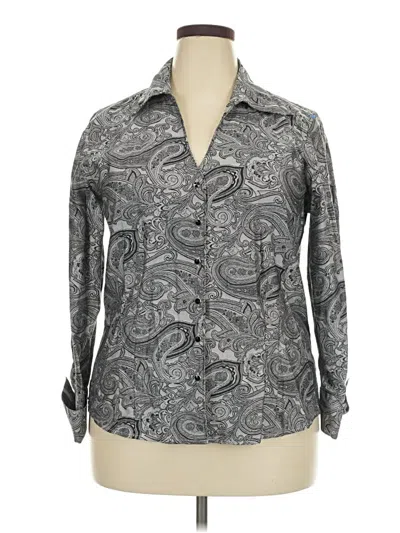 Pre-owned Coldwater Creek Long Sleeve Blouse In Gray