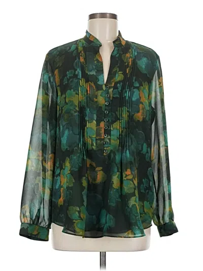 Pre-owned Coldwater Creek Long Sleeve Blouse In Green