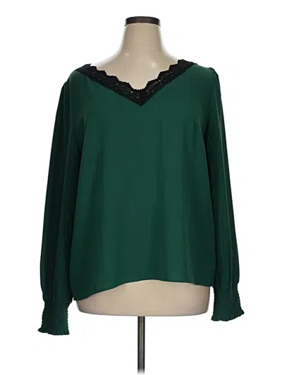 Pre-owned Coldwater Creek Long Sleeve Blouse In Green