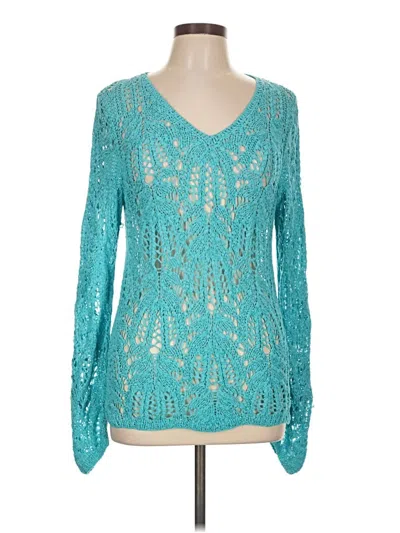 Pre-owned Coldwater Creek Long Sleeve Blouse In Teal
