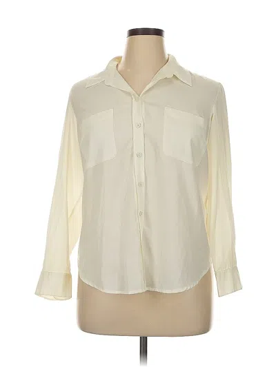 Pre-owned Coldwater Creek Long Sleeve Blouse In White