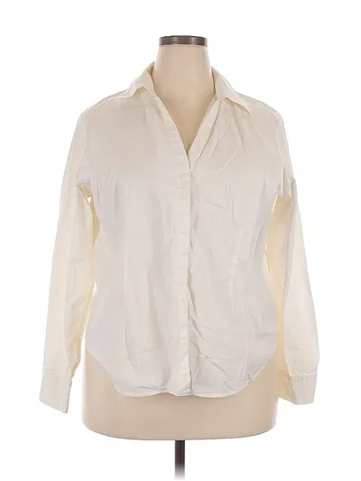 Pre-owned Coldwater Creek Long Sleeve Blouse In White
