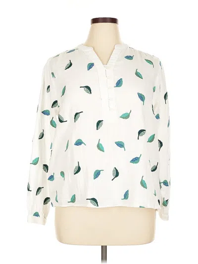 Pre-owned Coldwater Creek Long Sleeve Blouse In White