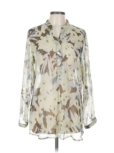 Pre-owned Coldwater Creek Long Sleeve Blouse In White