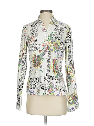 Pre-owned Coldwater Creek Long Sleeve Blouse In White