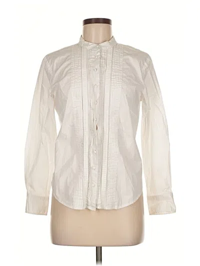Pre-owned Coldwater Creek Long Sleeve Blouse In White