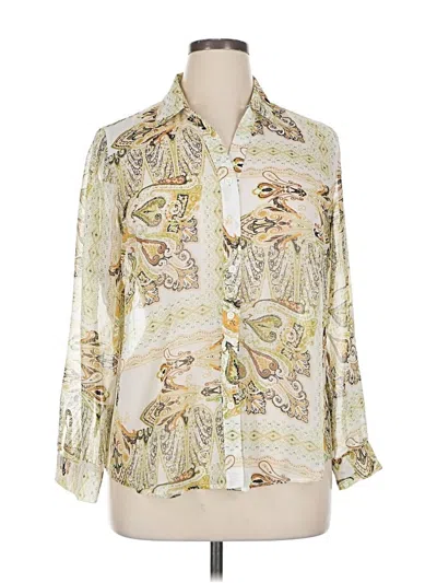 Pre-owned Coldwater Creek Long Sleeve Blouse In White