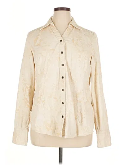 Pre-owned Coldwater Creek Long Sleeve Blouse In White