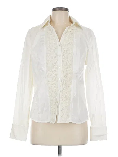 Pre-owned Coldwater Creek Long Sleeve Blouse In White
