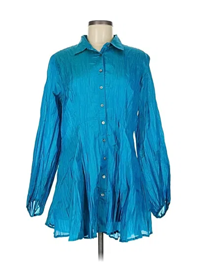 Pre-owned Coldwater Creek Long Sleeve Button Down Shirt In Blue