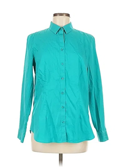 Pre-owned Coldwater Creek Long Sleeve Button Down Shirt In Blue