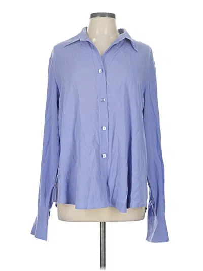Pre-owned Coldwater Creek Long Sleeve Button Down Shirt In Blue
