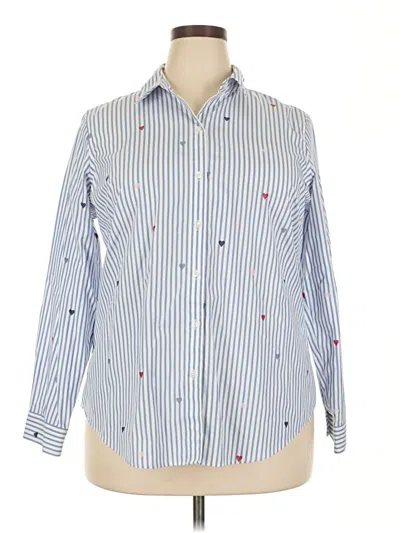 Pre-owned Coldwater Creek Long Sleeve Button Down Shirt In Blue