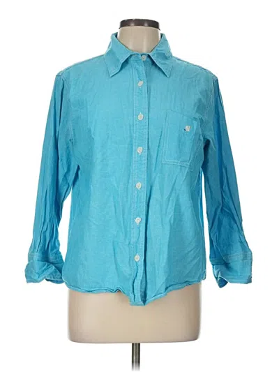 Pre-owned Coldwater Creek Long Sleeve Button Down Shirt In Blue