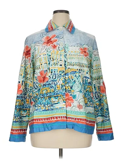 Pre-owned Coldwater Creek Long Sleeve Button Down Shirt In Blue