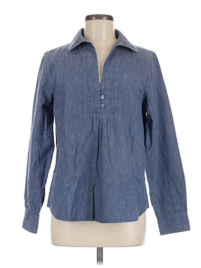 Pre-owned Coldwater Creek Long Sleeve Button Down Shirt In Blue