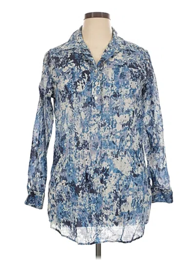 Pre-owned Coldwater Creek Long Sleeve Button Down Shirt In Blue