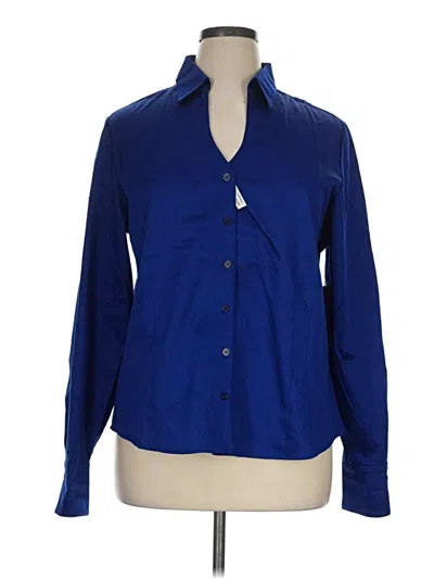 Pre-owned Coldwater Creek Long Sleeve Button Down Shirt In Blue