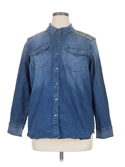 Pre-owned Coldwater Creek Long Sleeve Button Down Shirt In Blue