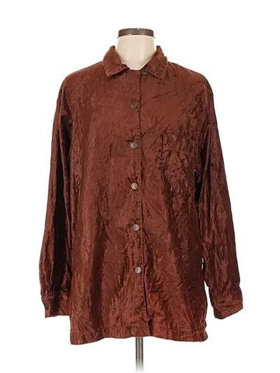 Pre-owned Coldwater Creek Long Sleeve Button Down Shirt In Brown