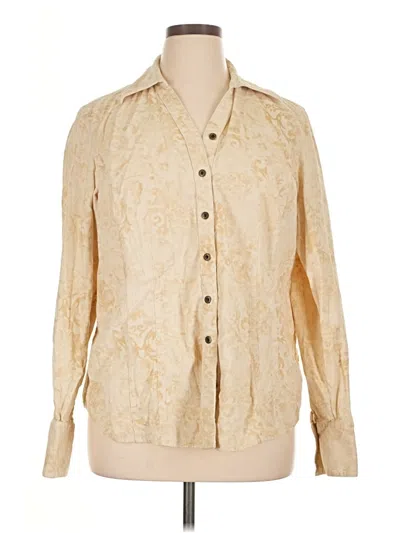 Pre-owned Coldwater Creek Long Sleeve Button Down Shirt In Brown