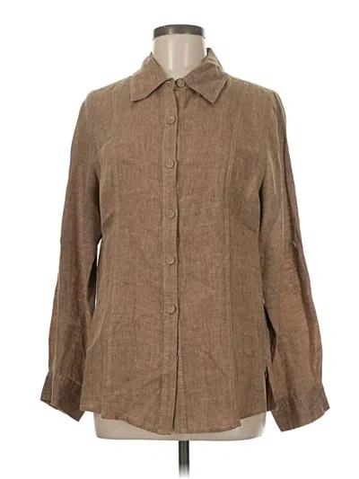 Pre-owned Coldwater Creek Long Sleeve Button Down Shirt In Brown