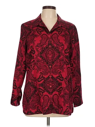 Pre-owned Coldwater Creek Long Sleeve Button Down Shirt In Burgundy