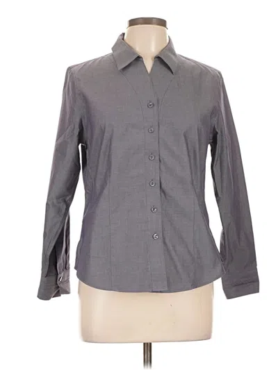 Pre-owned Coldwater Creek Long Sleeve Button Down Shirt In Gray