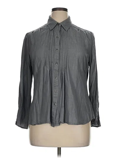 Pre-owned Coldwater Creek Long Sleeve Button Down Shirt In Gray