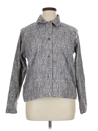 Pre-owned Coldwater Creek Long Sleeve Button Down Shirt In Gray