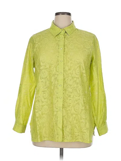 Pre-owned Coldwater Creek Long Sleeve Button Down Shirt In Green