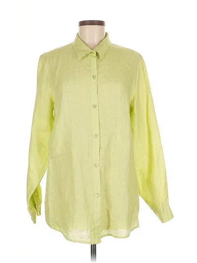 Pre-owned Coldwater Creek Long Sleeve Button Down Shirt In Green