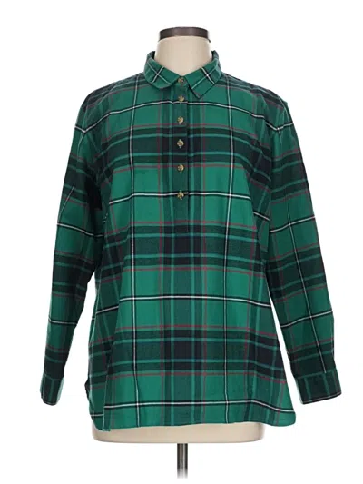 Pre-owned Coldwater Creek Long Sleeve Button Down Shirt In Green