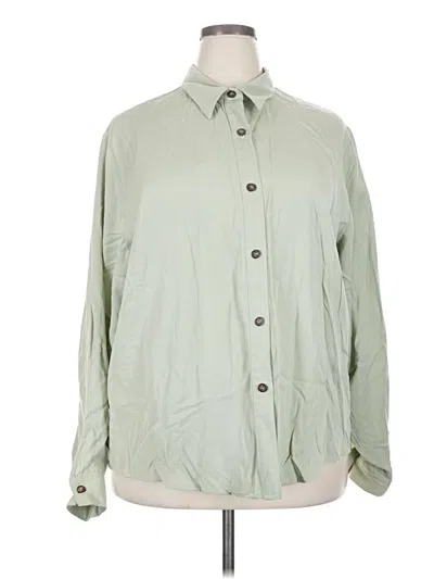 Pre-owned Coldwater Creek Long Sleeve Button Down Shirt In Green