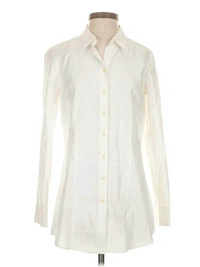 Pre-owned Coldwater Creek Long Sleeve Button Down Shirt In Ivory
