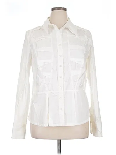 Pre-owned Coldwater Creek Long Sleeve Button Down Shirt In Ivory