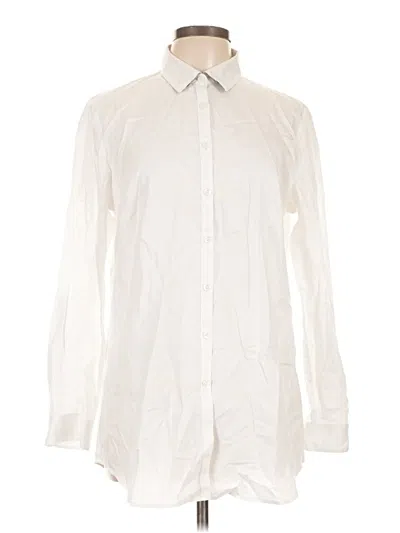 Pre-owned Coldwater Creek Long Sleeve Button Down Shirt In Ivory