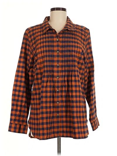 Pre-owned Coldwater Creek Long Sleeve Button Down Shirt In Orange