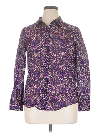 Pre-owned Coldwater Creek Long Sleeve Button Down Shirt In Purple