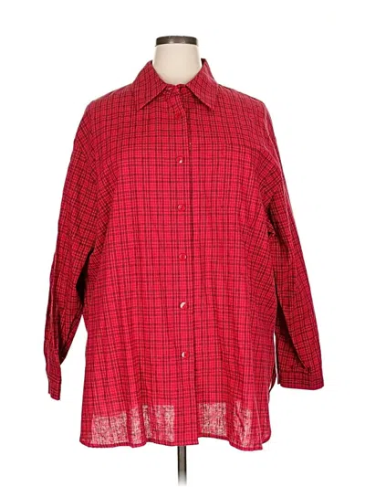 Pre-owned Coldwater Creek Long Sleeve Button Down Shirt In Red