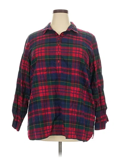 Pre-owned Coldwater Creek Long Sleeve Button Down Shirt In Red