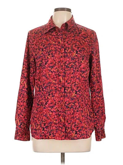 Pre-owned Coldwater Creek Long Sleeve Button Down Shirt In Red