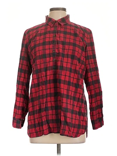 Pre-owned Coldwater Creek Long Sleeve Button Down Shirt In Red