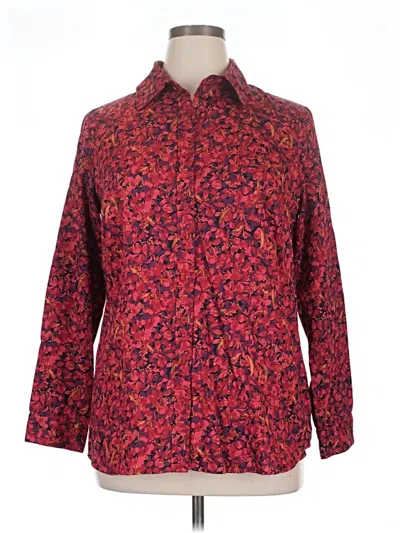 Pre-owned Coldwater Creek Long Sleeve Button Down Shirt In Red