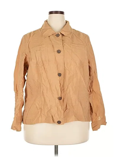 Pre-owned Coldwater Creek Long Sleeve Button Down Shirt In Tan