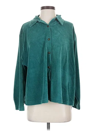 Pre-owned Coldwater Creek Long Sleeve Button Down Shirt In Teal