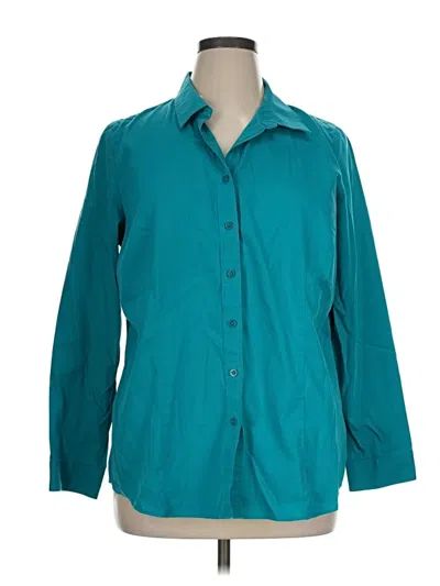 Pre-owned Coldwater Creek Long Sleeve Button Down Shirt In Teal